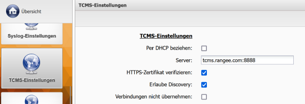 TCMS-Einstellungen auf Thin Client Seite