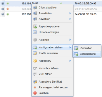 Ziehen einer Bereitstellungskonfiguration